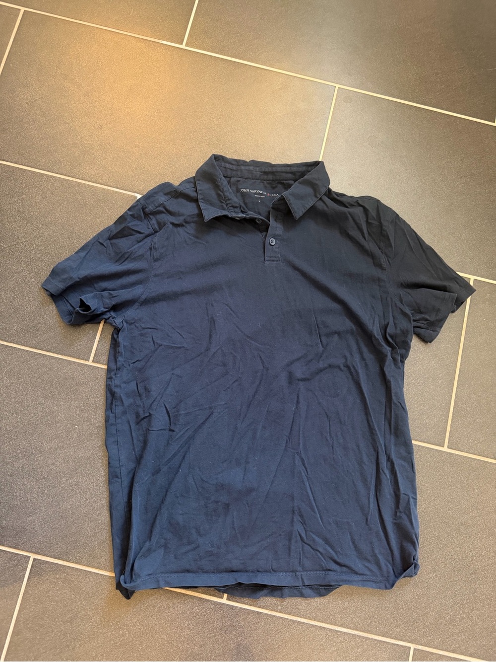 John Varvatos U.S.A. Men’s Dark Navy Blue Almost Black Polo Shirt Size Large L
